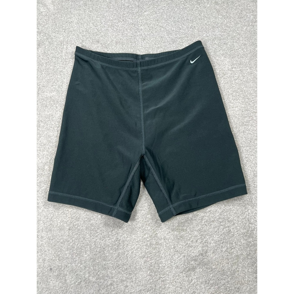 Nike Vintage Green Dri-Fit Biker Shorts Womens Medium Embroidered Swoosh Logo